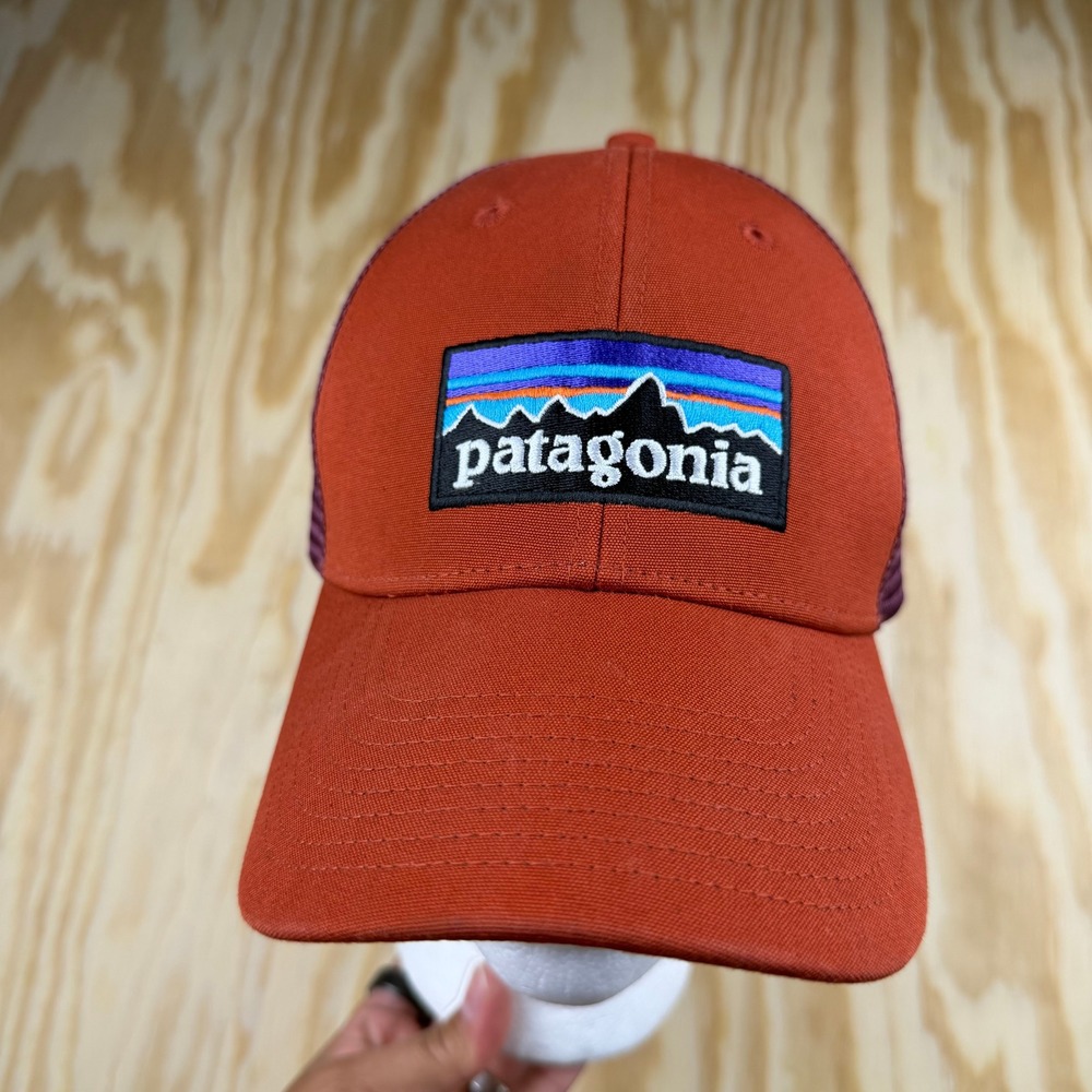 Patagonia P-6 Logo LoPro Trucker Hat Burnt Orange Burgundy Snapback Cap OSFA